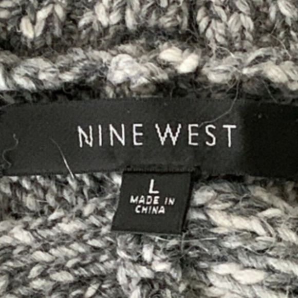 Nine West Chunky BOHO Wool Alpaca Blend Sz L Gray Cardigan Sweater 251A - Picture 5 of 6